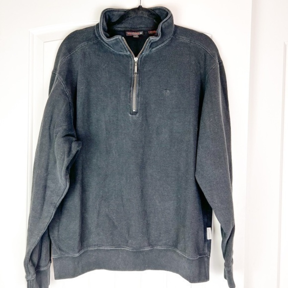 Wolverine Quarter Zip Sweatshirt mens size large black ribbed 100% cotton